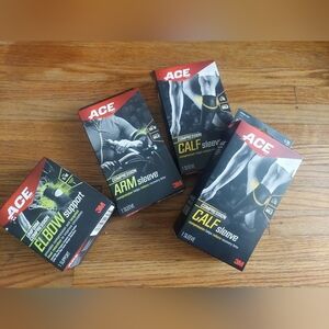 4 Pcs New In Box ACE Brand Calf Sleeve And Elbow Suppoet S/M & L/XL ( F)